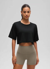 Pima Cotton Cropped Short Sleeve