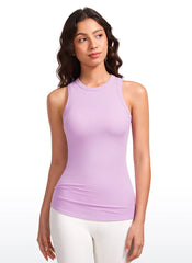 Hip Length High Neck Ribbed Racerback Tank