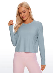 Pima Cotton Cropped Classic Fit Long Sleeve