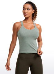 Seamless Racerback Built in Bra Ribbed Tank