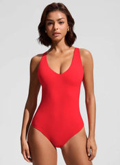 Nexfeel Deep V Neck Cross Back One Piece Swimsuit