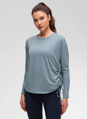 Pima Cotton Hip Length Ruched Long Sleeve