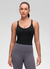 Butterluxe V Neck Cross Back Built in Bra Tank