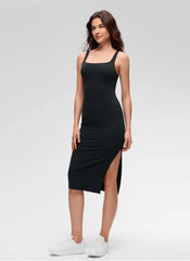 Butterluxe Square Neck Side Split Midi Dress