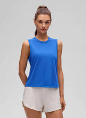 Pima Cotton High Neck Cropped Tank