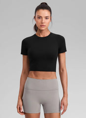Seamless Crew Neck Cropped Short Sleeve