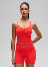Butterluxe V Neck Ruched Built in Bra Tank