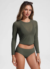 Cover Up Mesh Cropped Long Sleeve