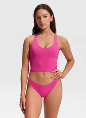 V Neck Criss Cross Back Crop Tankini