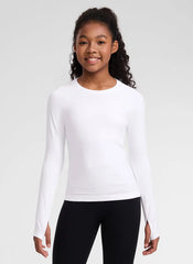 Girls Seamless Hip Length Long Sleeve