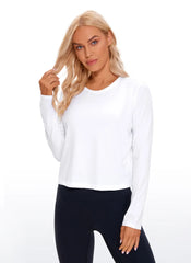 Pima Cotton Cropped Classic Fit Long Sleeve