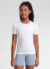 Girls Seamless Hip Length Short Sleeve