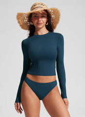 UPF 50+ Cropped Rashguard Swimsuit Top
