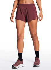 Feathery-Fit Soft Low Waisted V Split Mesh Lined Shorts 2.5''