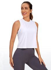 Pima Cotton High Neck Cropped Tank