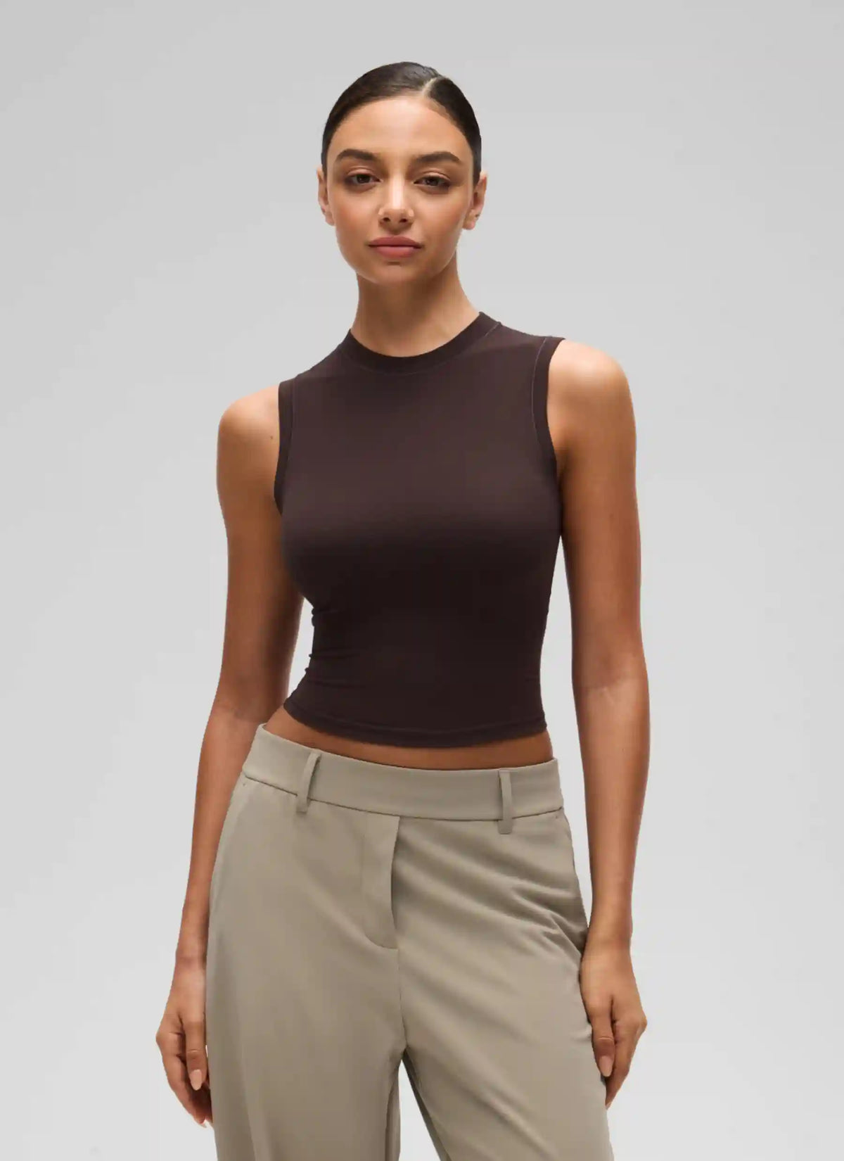 Softembrace High Neck Basic Crop Tight Tank