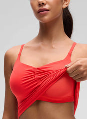 Butterluxe V Neck Ruched Built in Bra Tank