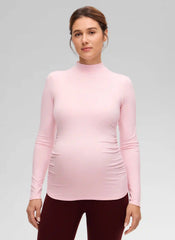 Cloud Jersey Maternity Mock Neck Ruched Shirt