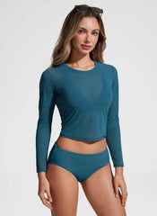Cover Up Mesh Cropped Long Sleeve