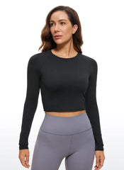 Brushed High Neck Cropped Long Sleeve