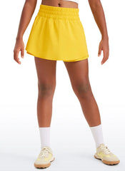 Feathery-Fit Soft Girls High Waisted 2 in 1 Flowy Shorts 2.5'' with Zip Pocket