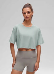 Pima Cotton Cropped Short Sleeve