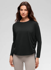 Pima Cotton Hip Length Ruched Long Sleeve