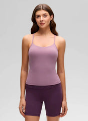 Butterluxe Waist Length Y Back Built in Bra Tank
