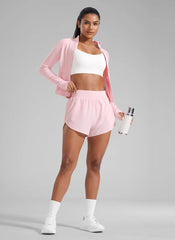 Feathery-Fit Soft Zipper Pocket Dolphin Shorts 3''
