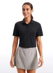 3 Button Collared Cropped Quick Dry Polo