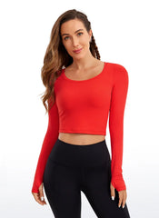 Butterluxe Scoop Neck Cropped Long Sleeve
