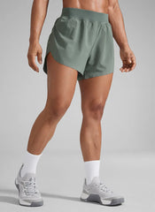 Feathery-Fit Soft Mid Rise Split Lined Shorts 4''