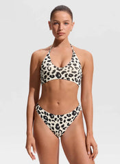 Halter Crewneck Self Tie Bikini Top