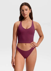 V Neck Criss Cross Back Crop Tankini