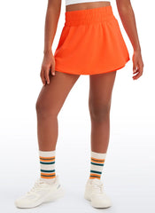 Feathery-Fit Soft Girls High Waisted 2 in 1 Flowy Shorts 2.5'' with Zip Pocket