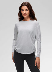 Pima Cotton Hip Length Ruched Long Sleeve