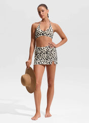 Halter Crewneck Self Tie Bikini Top