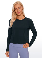 Pima Cotton Cropped Classic Fit Long Sleeve