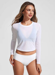 Cover Up Mesh Cropped Long Sleeve