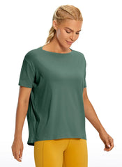 Pima Cotton Boat Neck Short Sleeve