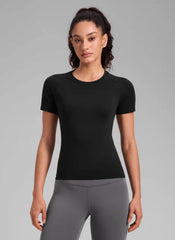 Seamless Waist Length Crewneck Short Sleeve