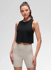 Pima Cotton Crewneck Crop Tank