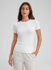 Modal Crew Neck Ribbed Short Sleeve