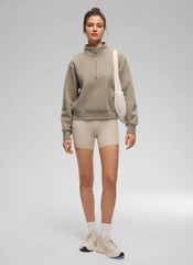 Fleece Lined Half Zip Funnel neck Sweatshirt