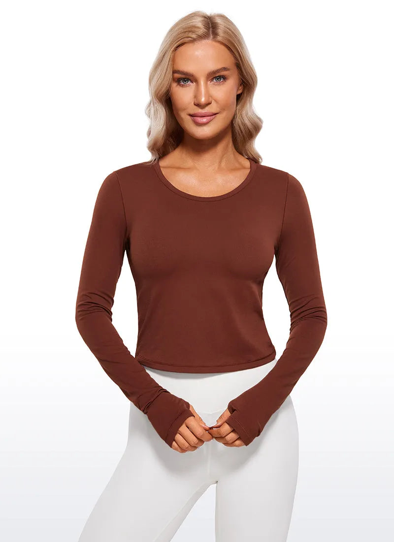 Brushed Thumbhole Cropped Long Sleeve