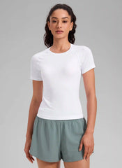 Seamless Waist Length Crewneck Short Sleeve