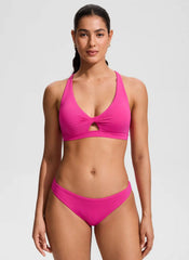 Twist Front Cut Out Cross Back Bikini Top