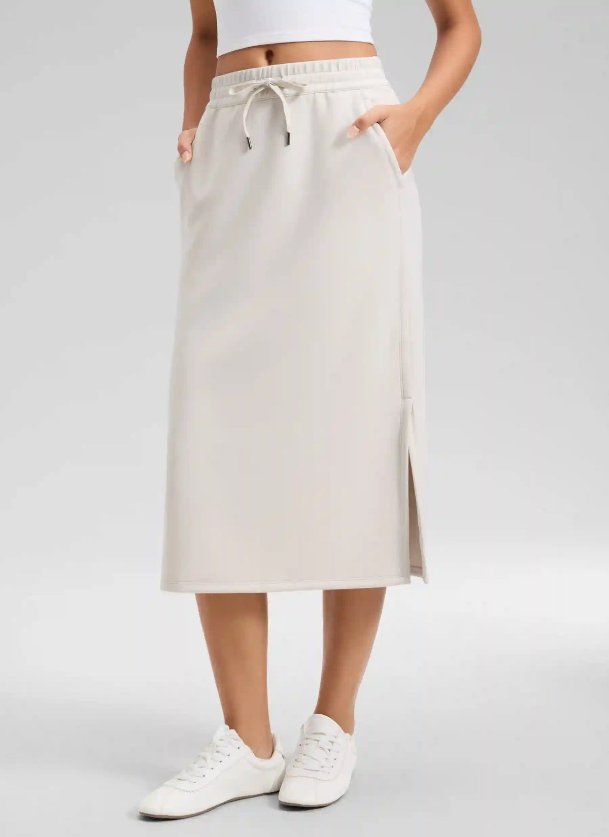 SoftAura Side Slit Hem Midi Pencil Skirt