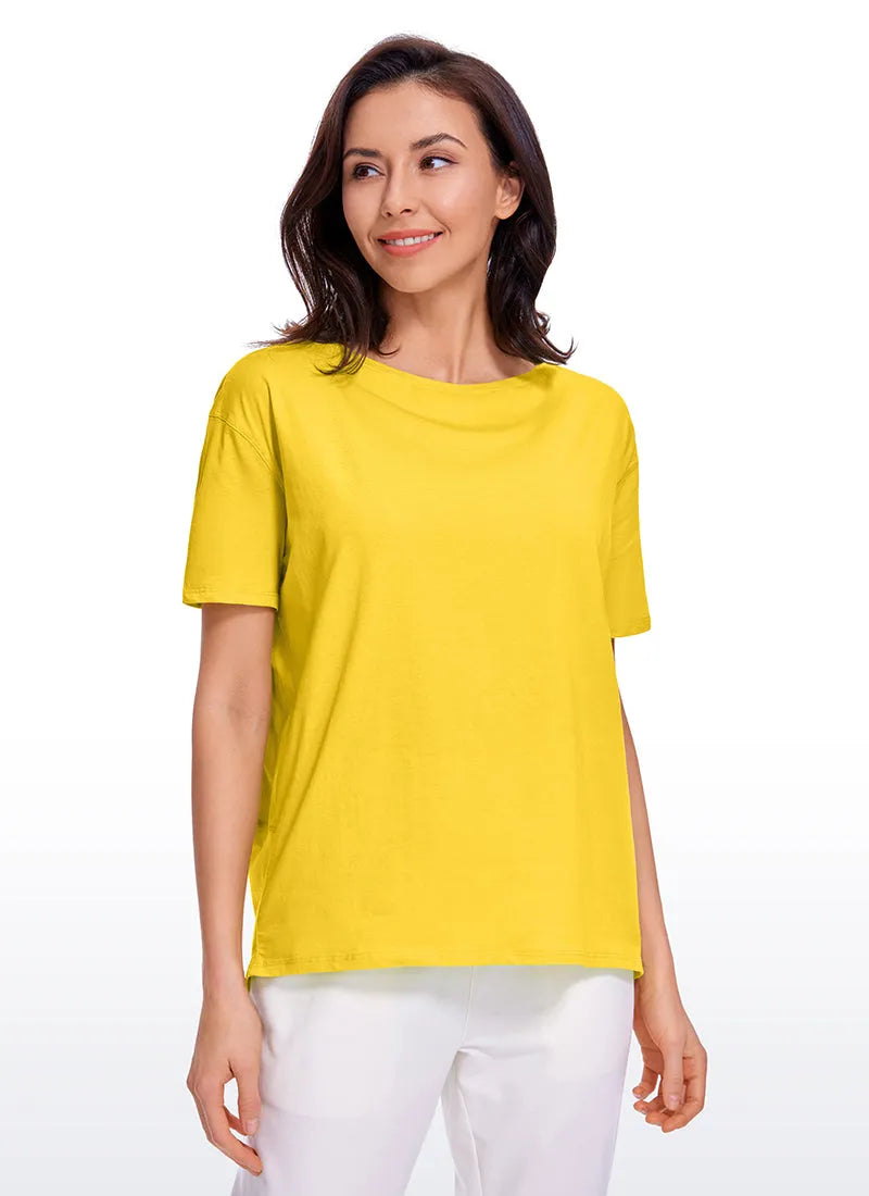 Pima Cotton Boat Neck Short Sleeve