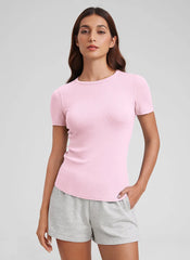 Modal Crew Neck Ribbed Short Sleeve